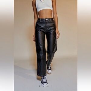 Urban Outfitters BDG High Rise Carpenter Pants Faux Leather Black Size 32
